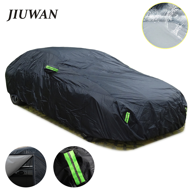Universal SUV/Sedan Full Car Covers Outdoor Waterproof Sun Rain Snow Protection UV Car Zipper Black Car Case Cover S-XXL