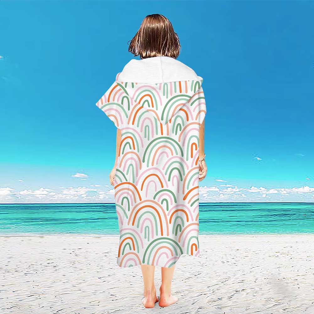 Surfponcho, waterabsorberende capuchon, microvezel strandlaken, badhanddoek, zwemhanddoek, wetsuit poncho voor volwassenen: Oranje
