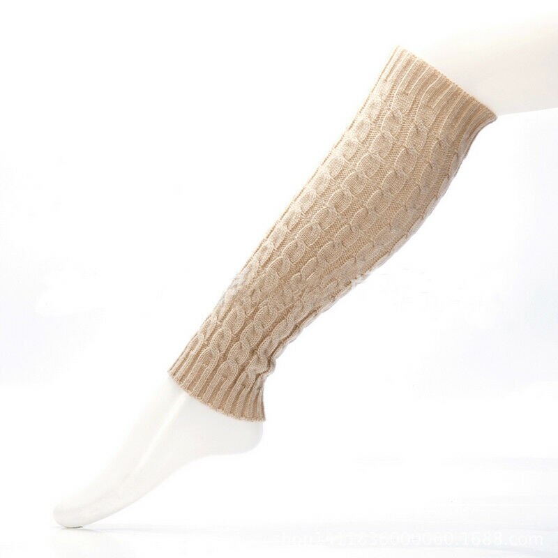 Kvinder damer vinter varm strik høj knæ benopvarmere hæklede leggings støvler sort hvid beige lyserød