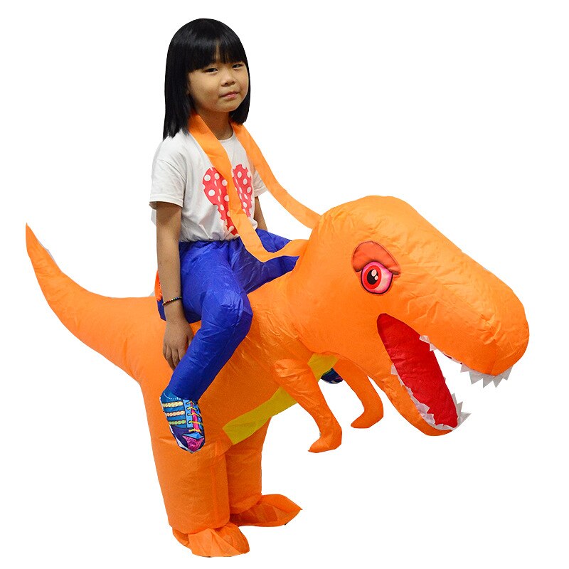 Inflatable 3D Dinosaur Costume party Cosplay costumes Fancy Mascot Anime halloween can ride Costume For adult kids Dino Cartoon: orange XS