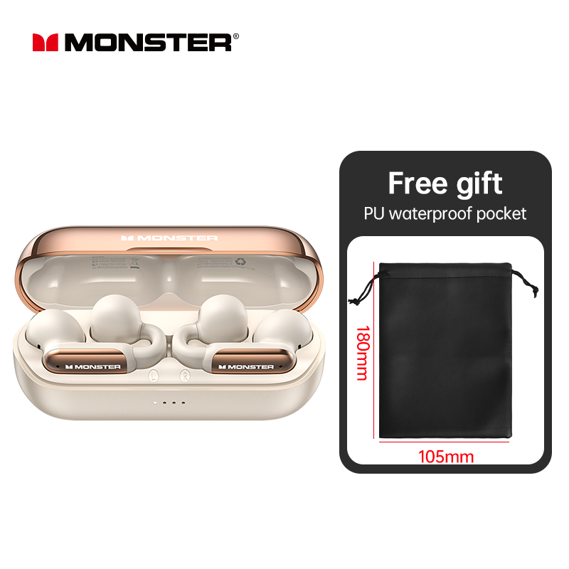 Monster AC601 TWS auriculares Bluetooth estéreo HiFi HD llamada Clip en auriculares reducción de ruido auriculares para juegos deportes al aire libre correr: Oro