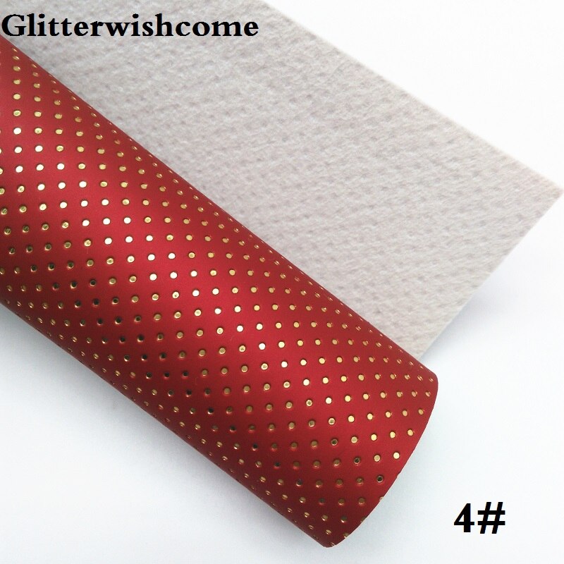 Glitterwishcome 21X29CM A4 tamaño de cuero sintético puntos en alto relieve Tela de cuero de vinilo para arcos GM063A