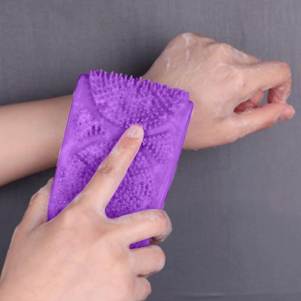 Magiske silikone børster badehåndklæder gnider tilbage mudder skrælning kropsmassage brusebad udvidet skrubber hud rene brusebørster