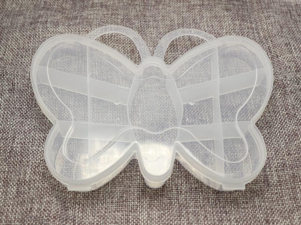 Klar Kunststoff Organizer fallen Fächer Schmuck Perlen Anzeige Lagerung Kasten: 4 Schmetterling 18X13CM