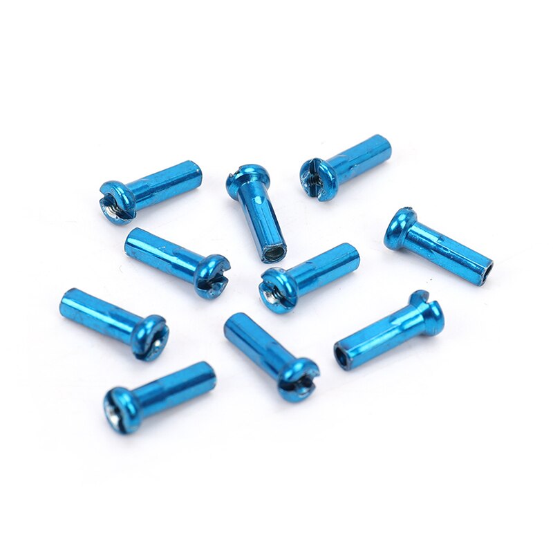 Tapones de hierro para radios de bicicleta de montaña, 10 Uds., 14mm, accesorios coloridos para ciclismo de cobre y plata: Azul