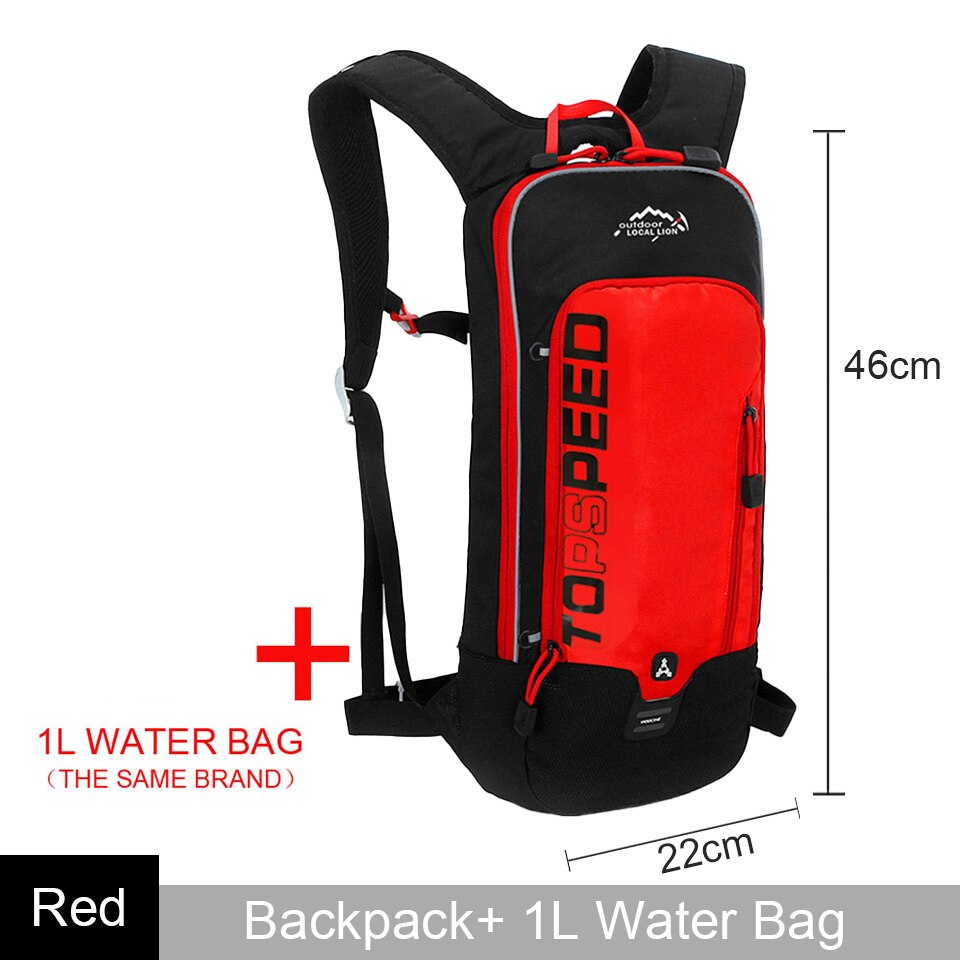 LOCAL LION 6L/5L Cycling Bag Men's Women Riding Waterproof Breathable Bicycle Backpack,Bicycle Water Bag,Bicycle helmet: B-Red with 1L bag