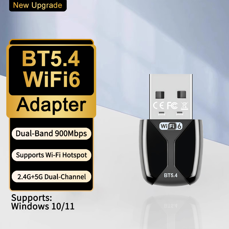WIFI6 AX900 USB Bluetooth 5.4 Wireless Adapter Dual Band 2.4G&5GHz 900Mbps Network Card Receiver Dongle Driver-free For Win10/11: WHITE