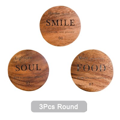 3 uds posavasos de taza cuadrado redondo posavasos madera bebida vaso aislante de calor estera de madera posavasos para taza Mesa mantel accesorios de cocina: 3Pcs Round