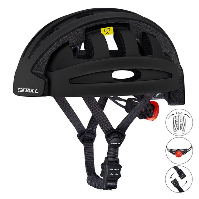 Opvouwbare Fietshelm Lichtgewicht Draagbare Veiligheid Fietshelmen City Bike Sport Fiets Helm Casco Ciclismo: Black