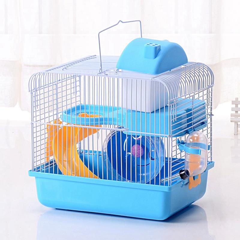 Hamsterbur med tilbehør 2- tier skridsikker små kæledyr levesteder chinchilla hule marsvin pindsvin hus hamster tilbehør