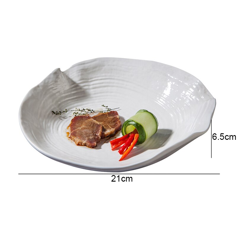 Ceramic Pasta Steak Plates Dinner Dish Shaped Tableware Salad Plate Snack Desserts Tray Hotel Restaurant Vegetable Dish: 8 inch 1