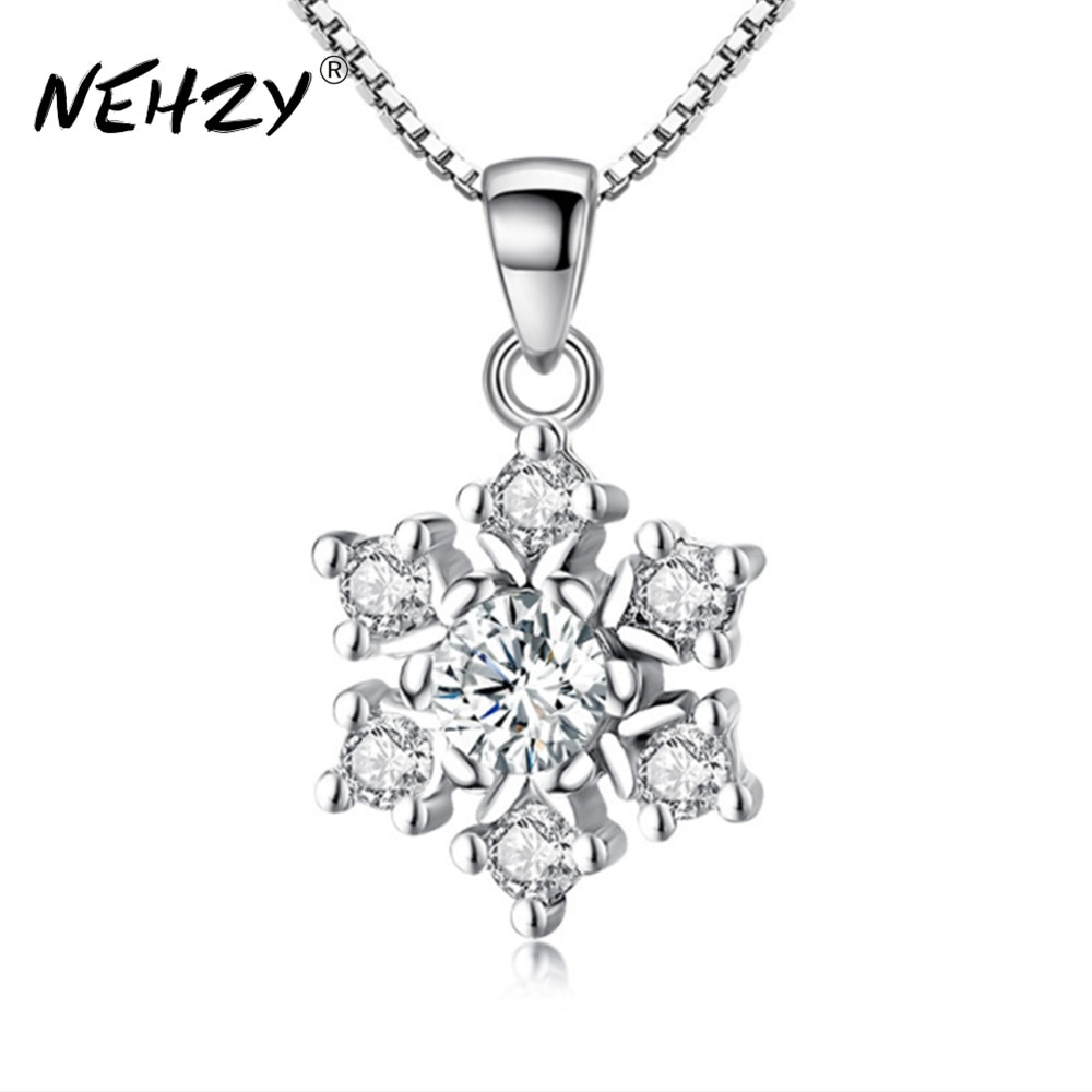 NEHZY-collier flocon de neige en cristal pour femmes, , pendentif simple, rétro, , joli, fleur argent