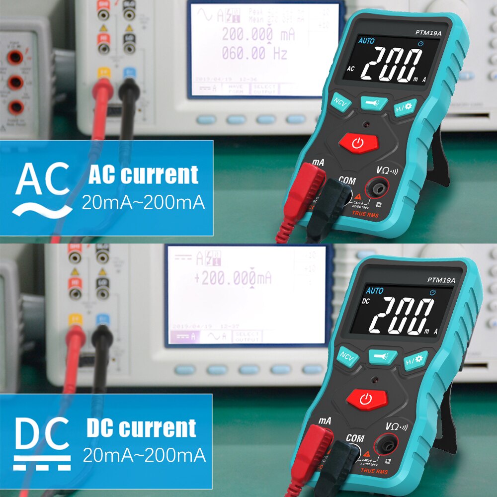 Protmex PTM19A Digitale Smart Multimeter, LCD Display True-RMS Multitester AC DV Spannung Strom Widerstand Tester