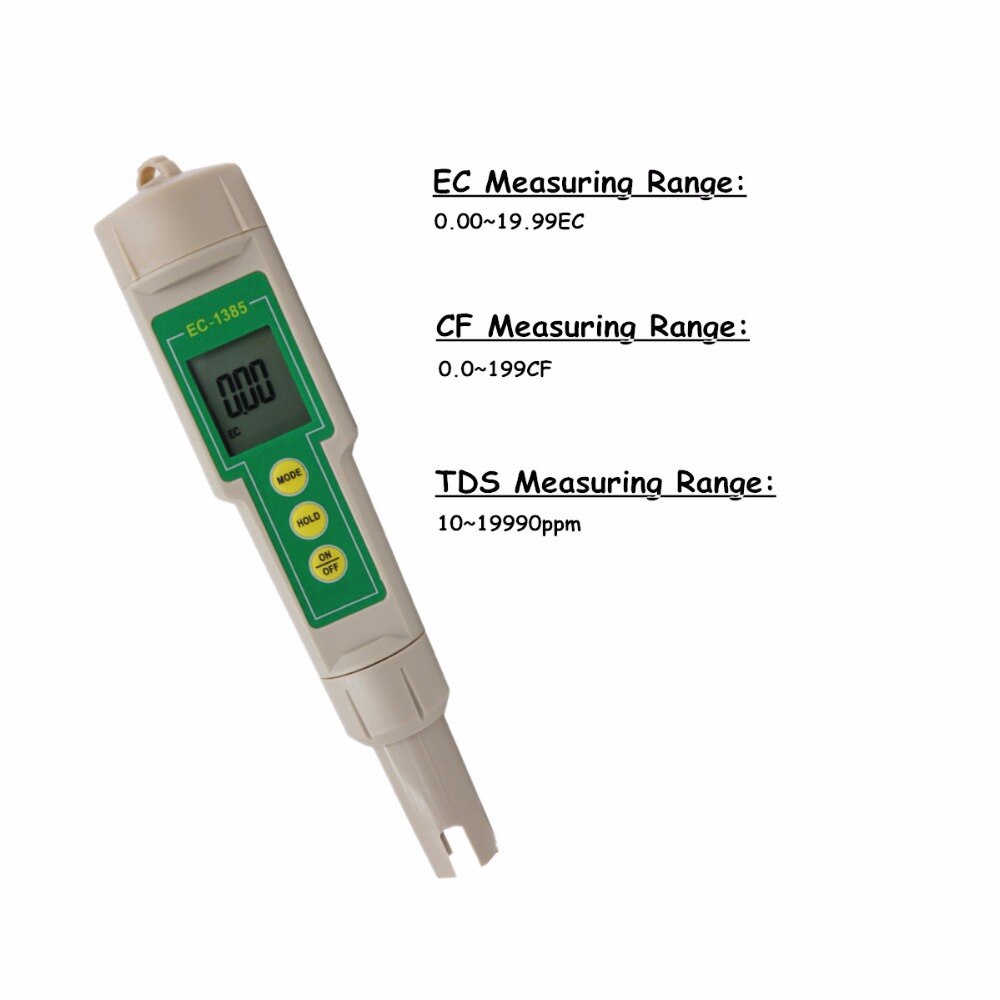 3 in 1 EC CF TDS Meter Waterdicht Geleidbaarheid Hydrocultuur Digitale Tester Water Meting 19990ppm EC-1385 40% off