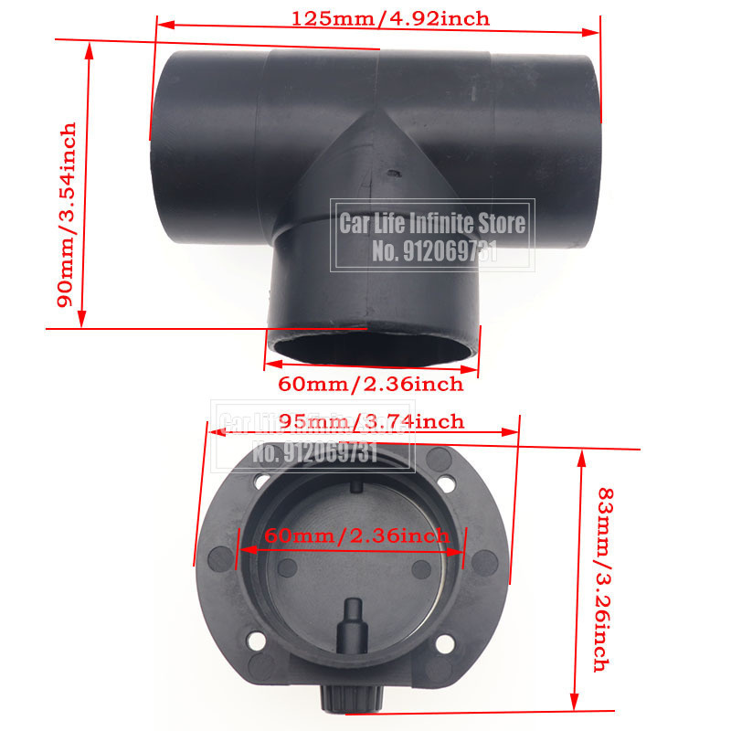 60/75Mm Voor Webasto Eberspaecher Diesel Parking Accessoire Air Vent Ducting T Y Stuk Elleboog Pijp Uitlaat Uitlaat connector Joiner: 60mm Heater DuctingF