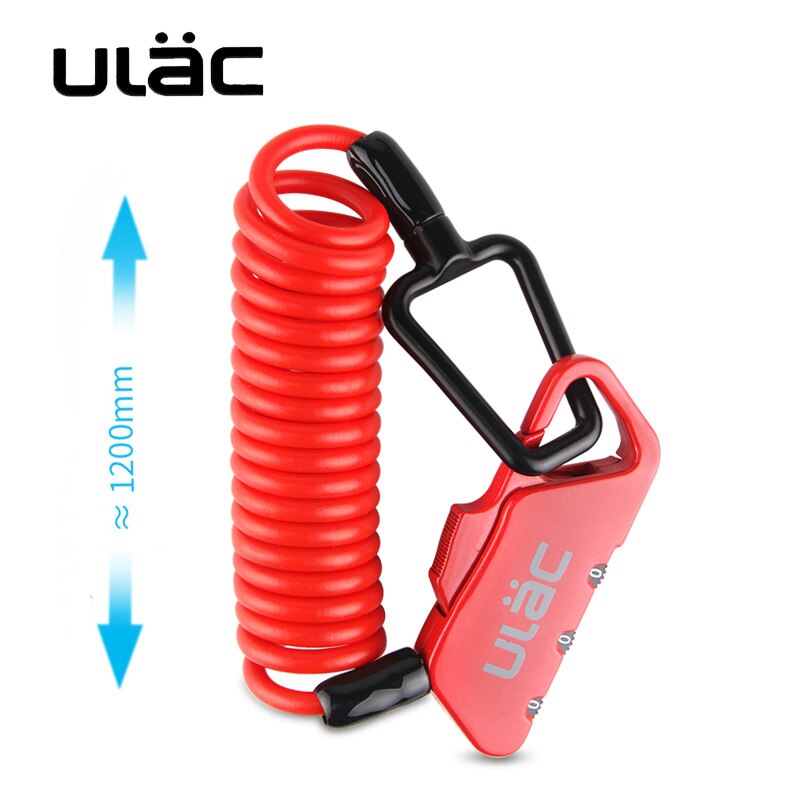 GIYO Mini Bicycle Lock 3 Digit Password Anti-theft Bike Lock Cycling Helmet Code Combination Security Cable lock Mini Cable Lock: K2N-RED-1200mm