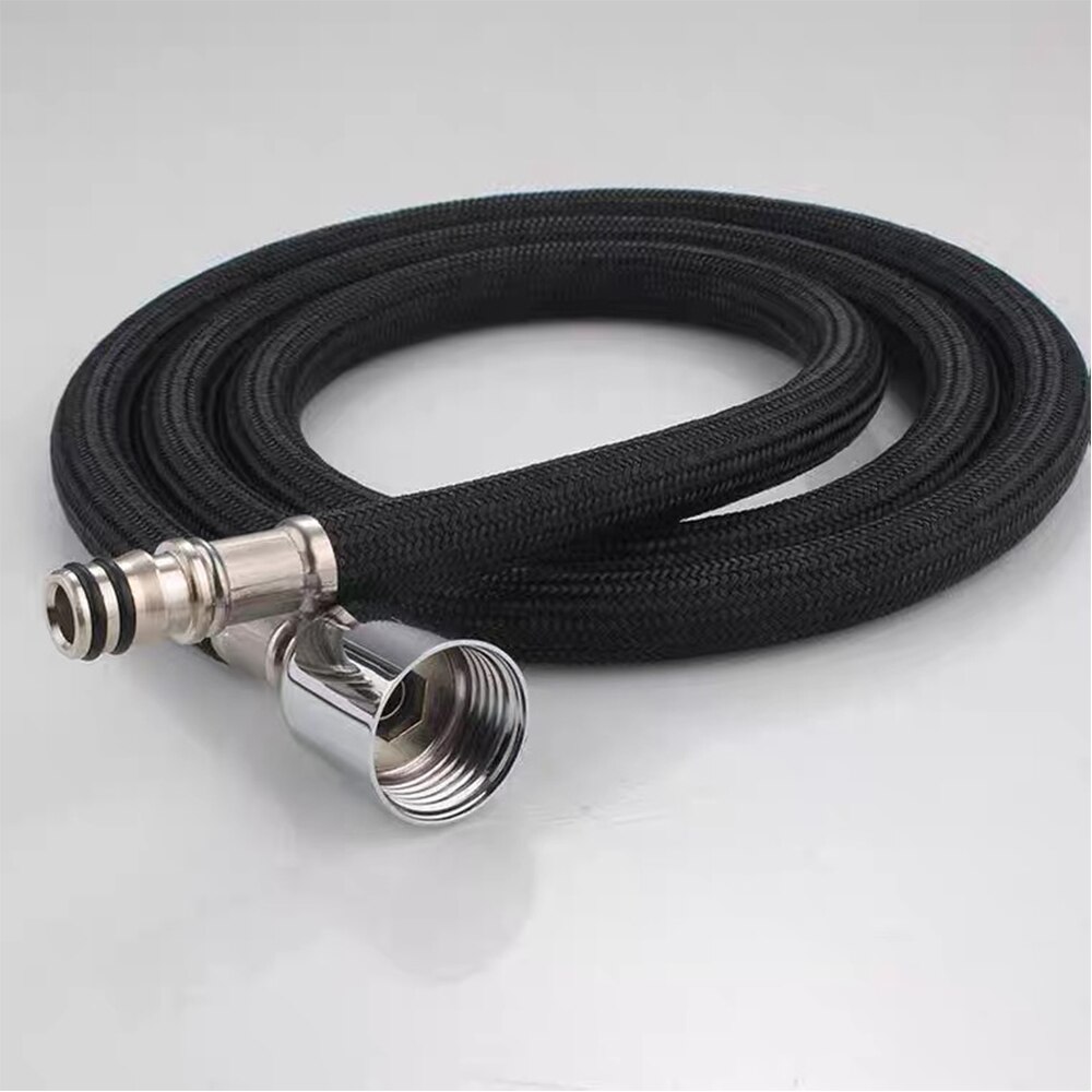 Universal G1/2 360° Flexible Kitchen Faucet Pull Out Hose M10/M15 Nylon Braided Hose150cm Black Plumbing Spinning Tube