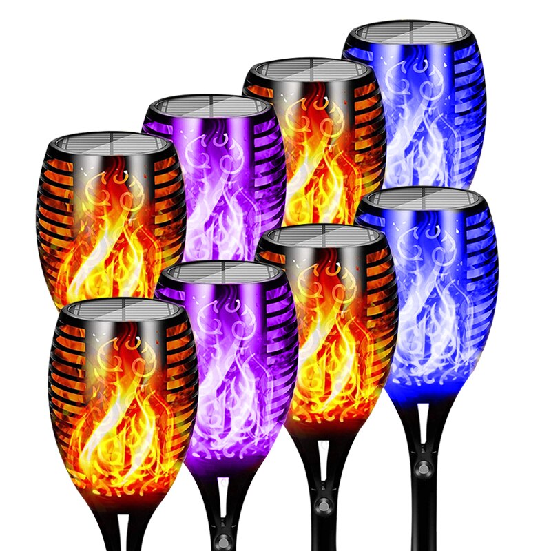 Solar Powered LED Torch Flickering Light 12/33LED Garden Decoration Lawn Lights Waterproof Yellow Blue Purple Lights