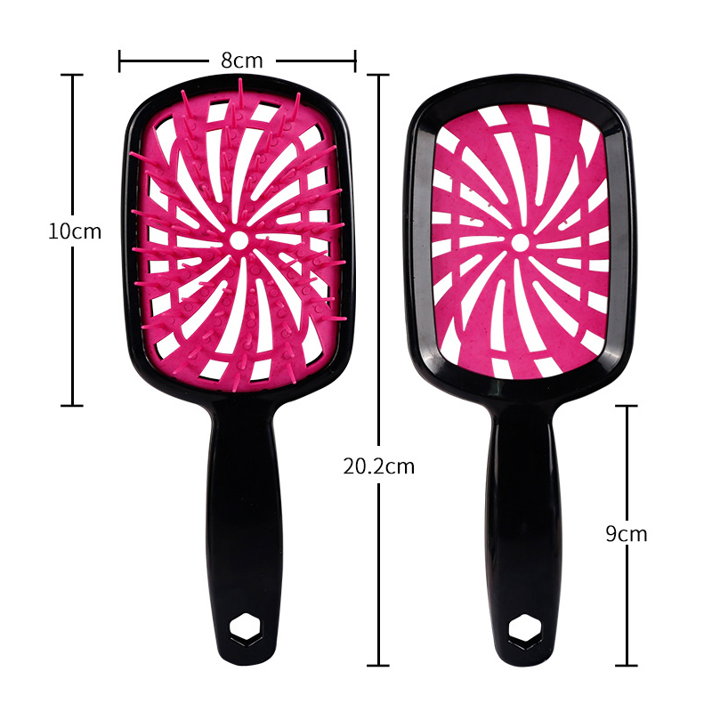 1 cepillo para desenredar ancho, peine para peluca, peine para masaje del cuero cabelludo, peine antiestático para desenredar el cabello húmedo o seco de doble uso, cepillo para el cabello hueco: YELLOW