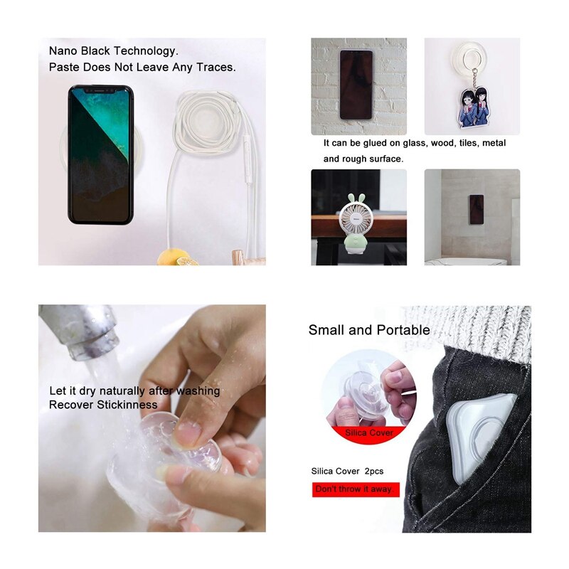 Nano Gel Pad Traceless ic pegatinas alfombrilla antideslizante soporte de montaje de coche para el soporte del teléfono móvil, aplicación para la oficina en casa del coche (1