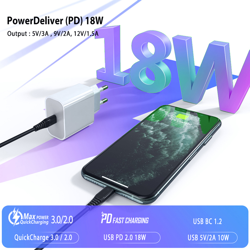 Pd-schnellladegerät 20w qc4.0 usb typ-c schnellladefunktion für iphone 12 mini 11 pro max 3.0 ipad air pro handy-ladegerät eu-us-stecker