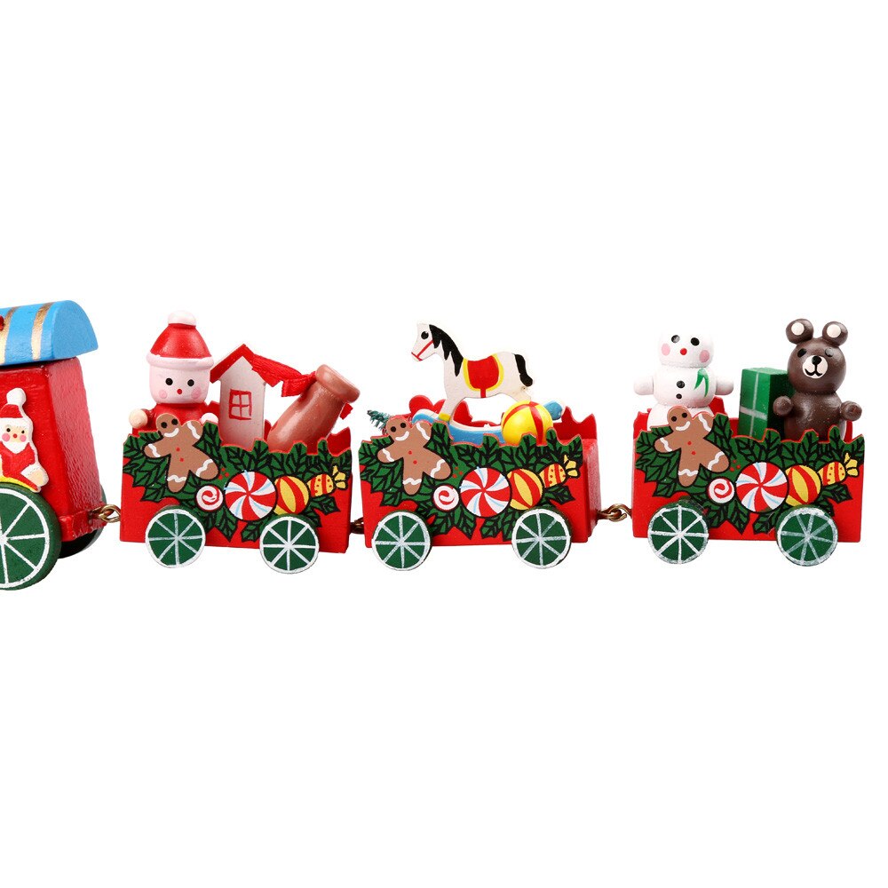 Toys for children 4 Pieces/set cartoon Wood Christmas Train cute Festival Ornaments Home Decoration for Kids Toy