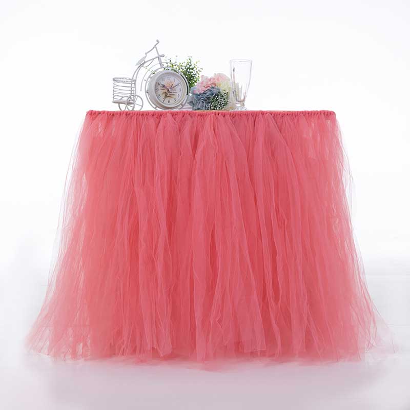 100 x 80cm flerfarvet bordskørt tutu tylstof til bryllupsfest borddekoration tekstil til tilbehør til duge til hjemmet: Rød