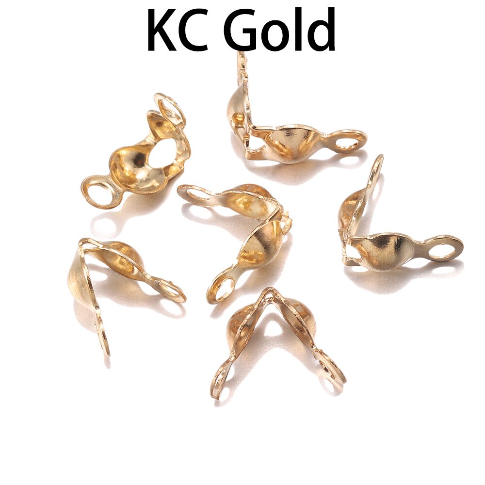 Connecteurs de chaîne à billes 4x7mm, fermoirs, pointe de perle, coquille de palourde pour bricolage, collier, Bracelets, accessoires de fabrication de bijoux, 100 – 1200 pièces/lot: KC Gold