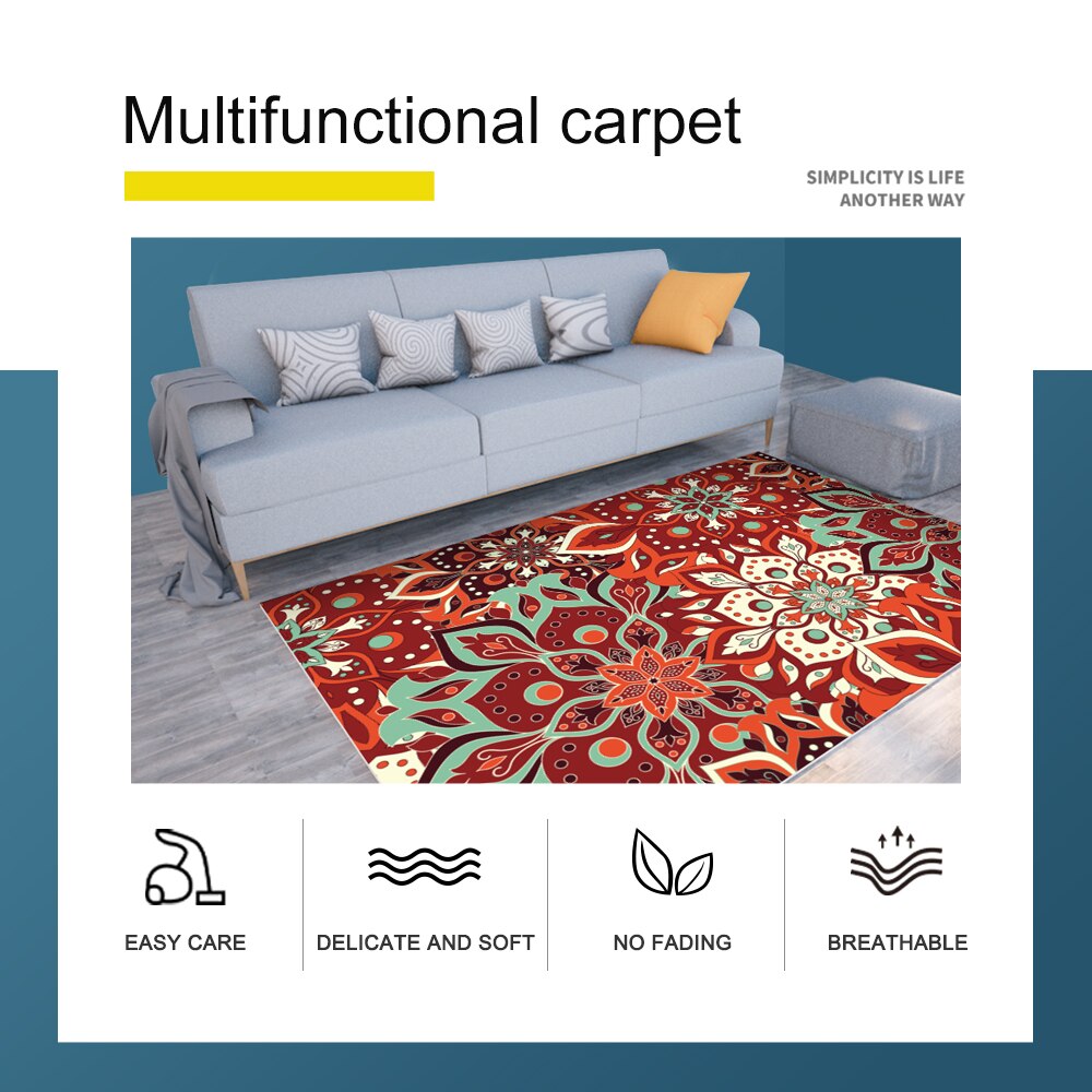 Mandala Rode Bloem Patroon Tapijt Antislip Bad Deken Mat Zachte Pluizige Flanel Tapijt Voor Woonkamer slaapkamer Decoratieve