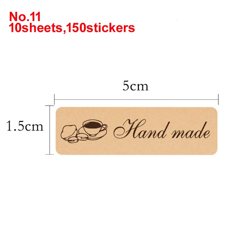 80-240pcs Adesivo di Lunga Stile "FATTO A MANO" Nero Fatti A Mano scatola di Imballaggio Della Torta di Tenuta Etichetta Kraft Adesivo di Cottura regalo FAI DA TE Adesivi: No.11 150stickers