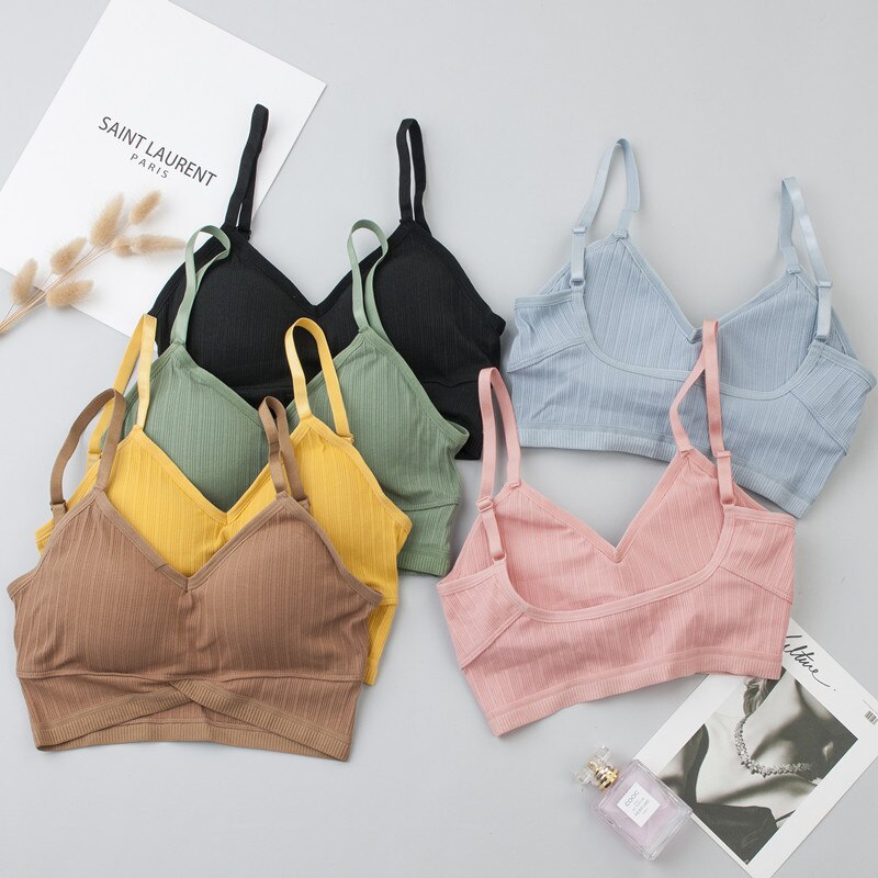 ATHVOTAR Women Wireless Bra Cotton Bralette Padded Tube Top Female Soft Tank Simple Lingerie Breathable Underwear