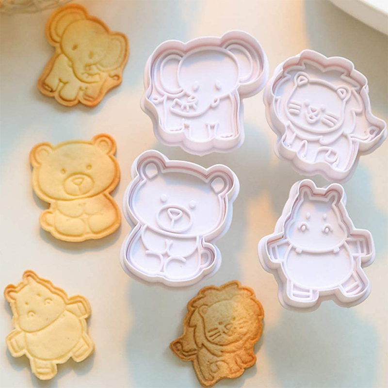 4 Teile/satz Ebene Kunststoff Keks Schimmel DIY Küche Kuchen Dekorieren Werkzeuge Cookie Cutter Stempel Fondant Embosser Sterben