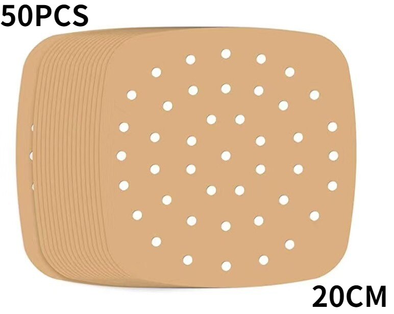 Friteuse à Air en Silicone réutilisable, accessoires, tampon isolant, outil de cuisson, disponible des deux côtés: D 20CM 50PCS