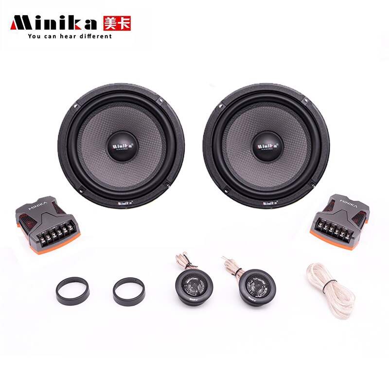 Minika 6.5inch Car Audio Speaker Component 4ohm 250W with Tweeter Cross Over 2 Way HIFI Car Speaker Set