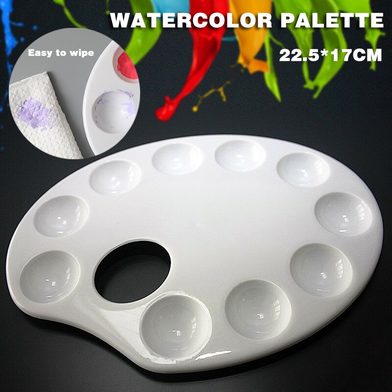 10 Wells Plastic Palette Art Paint Drawing Tray Color Palette White Painting Pallet Painting Tool for Oil Watercolour