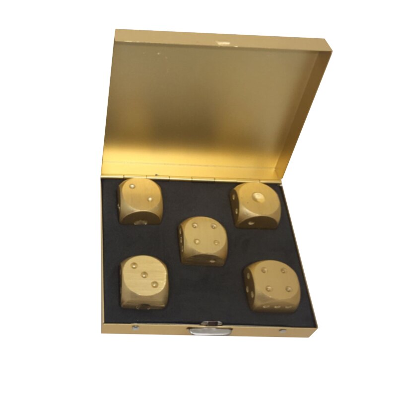 5PCS Silber Gold Aluminium Legierung Whisky Würfel Tragbaren Unterhaltung Requisiten Kreative Freizeit Würfel Tabelle Spiele Würfel Zubehör: Square gold