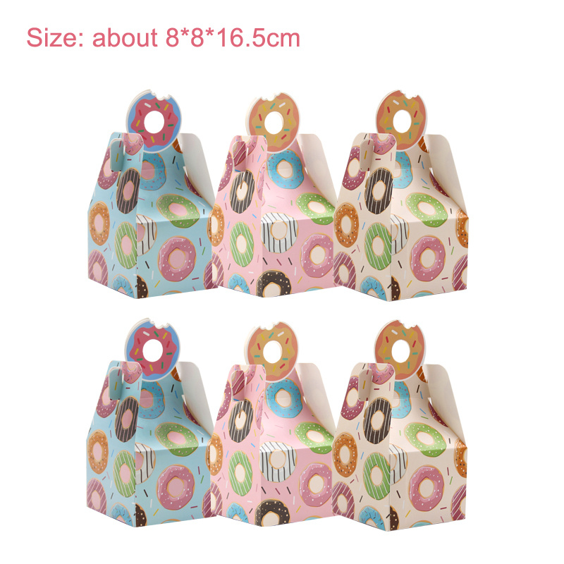6PCS Donuts Paper Bags Candy Cookies Packaging DIY Kraft Boxes Kids Birthday Party Decoration Wedding Supplies: 6pcs DEF