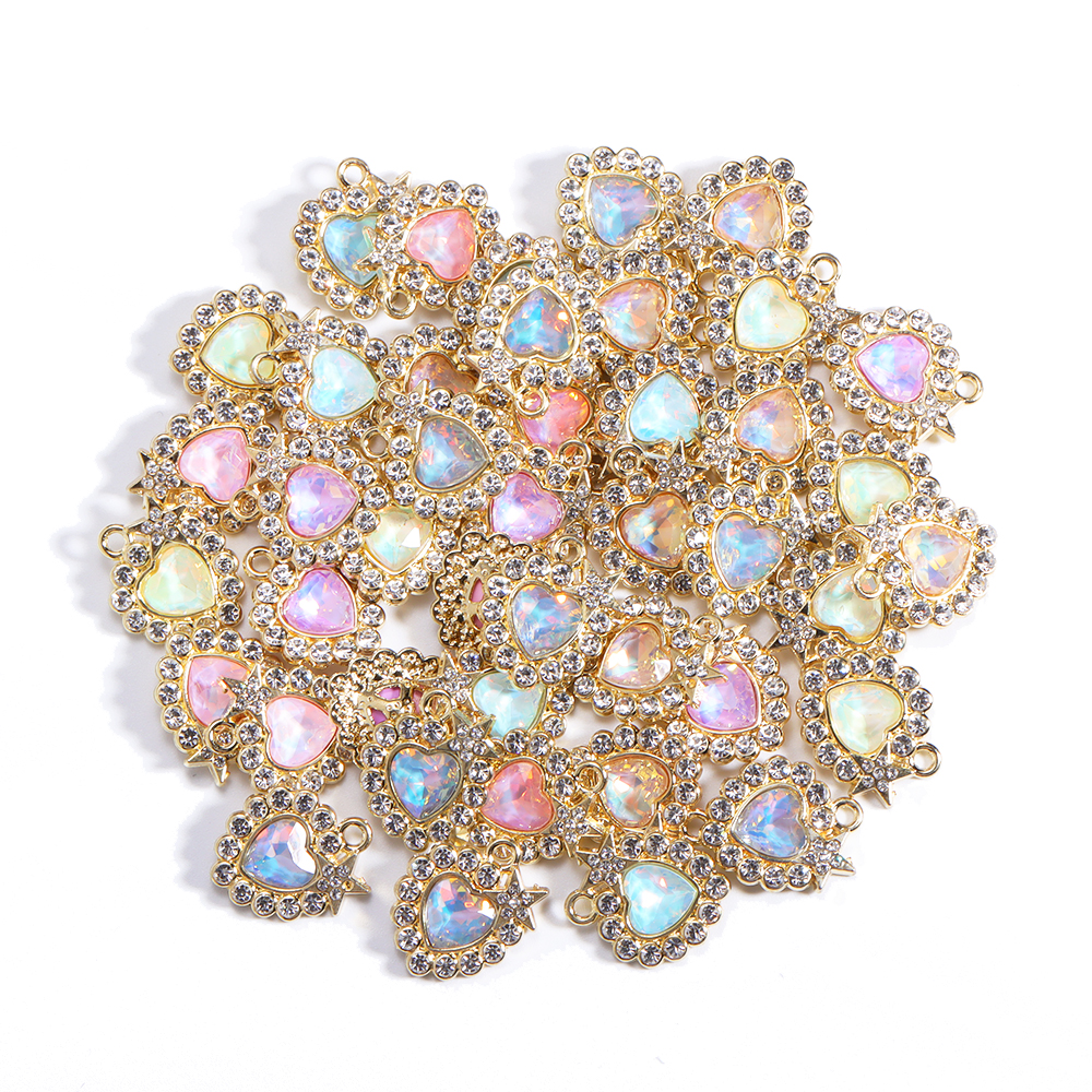10 Uds. De dijes de animales de mariposa de cristal de colores mezclados, pendientes dulces para mujer, accesorios de pulsera, suministros de joyería Diy: Color amarillo dorado claro