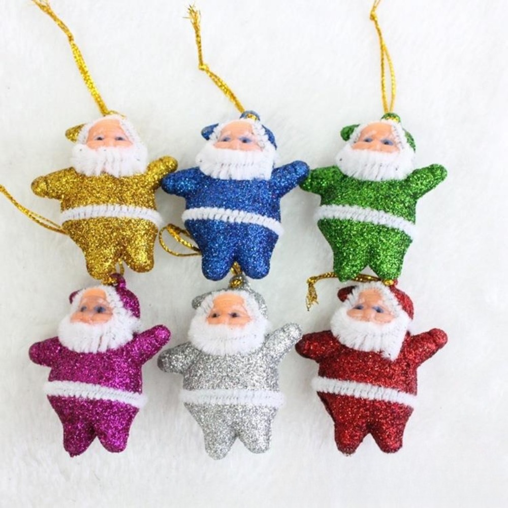 Adornos colgantes de Papá Noel de 5-7cm, 6/12 Uds., para árbol de Navidad, Año , carnaval, , escuela, Hotel, decoración de guardería