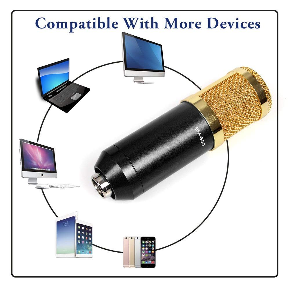 Micrófono electrónico de ordenador Gevo BM800, condensador de trípode de investigación de micrófono de 3,5mm con cable, karaoke portátil
