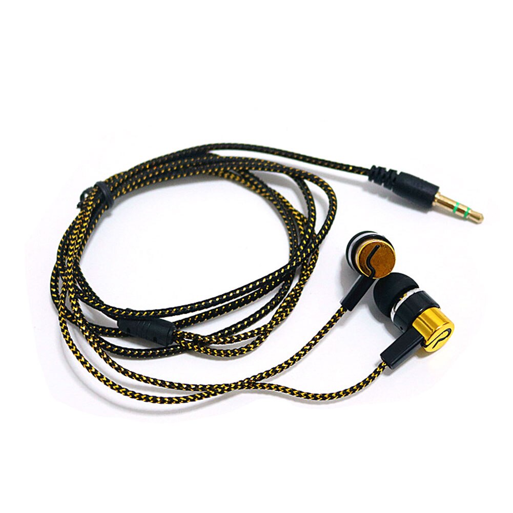 Geluidsisolerende Bedrade Koptelefoon Jack Standaard Reflecterende Doek Lijn In-Ear Oordopjes Zonder Microfoon #: gold