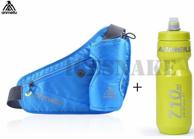 ANMEILU Mannen Vrouwen Running Taille Pack Hydratatie Riem Voor 710 ml Water Flessen Hip Pouch voor Marathon Running Wandelen Fietsen: Blue With Bottle