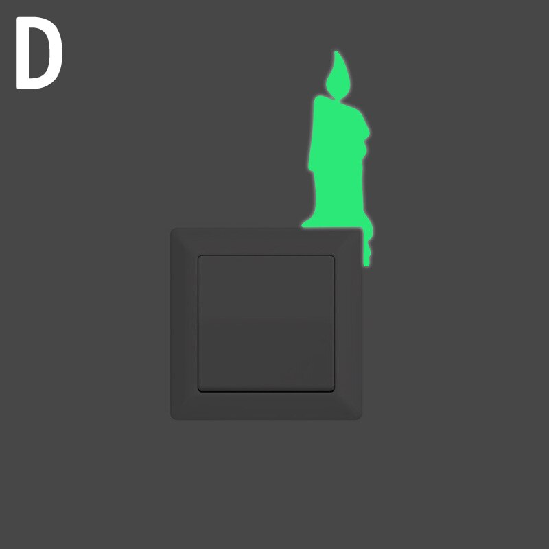 Luminous Cartoon Switch Sticker Glow in the Dark Cat Sticker Fluorescent Moon Stars Sticker Kid Room Decoration Home Decor: D