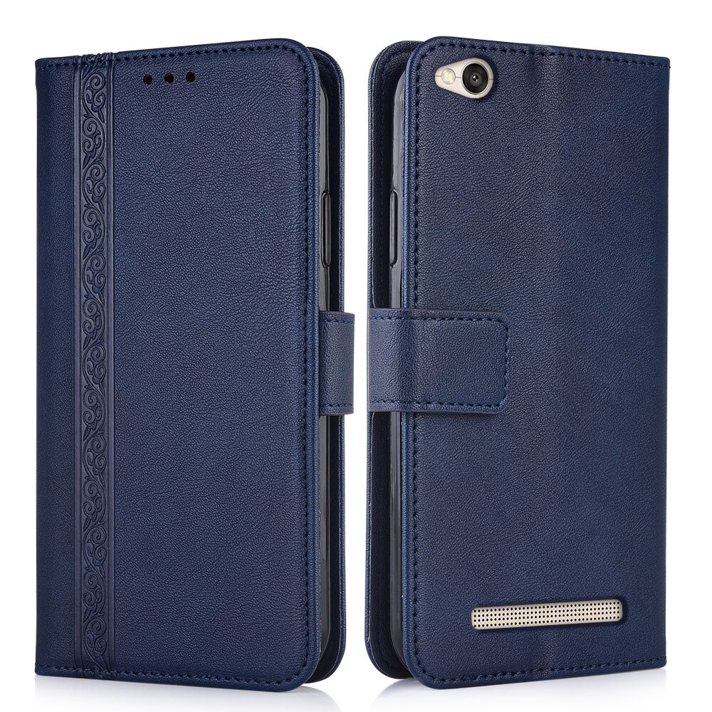 Per On Redmi 4A 4 A custodia Cover per On Redmi4A Cover Xiaomi Phone Bag per Redmi 4 A Redmi4A custodia A portafoglio in pelle: MY-Dark Blue