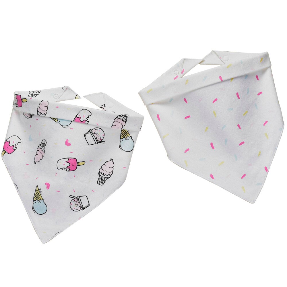 2 Pack Cotton Baby Bibs Baby Double-Sided Snap Button Triangular Baby Bibs Scarf Bib: Blauw