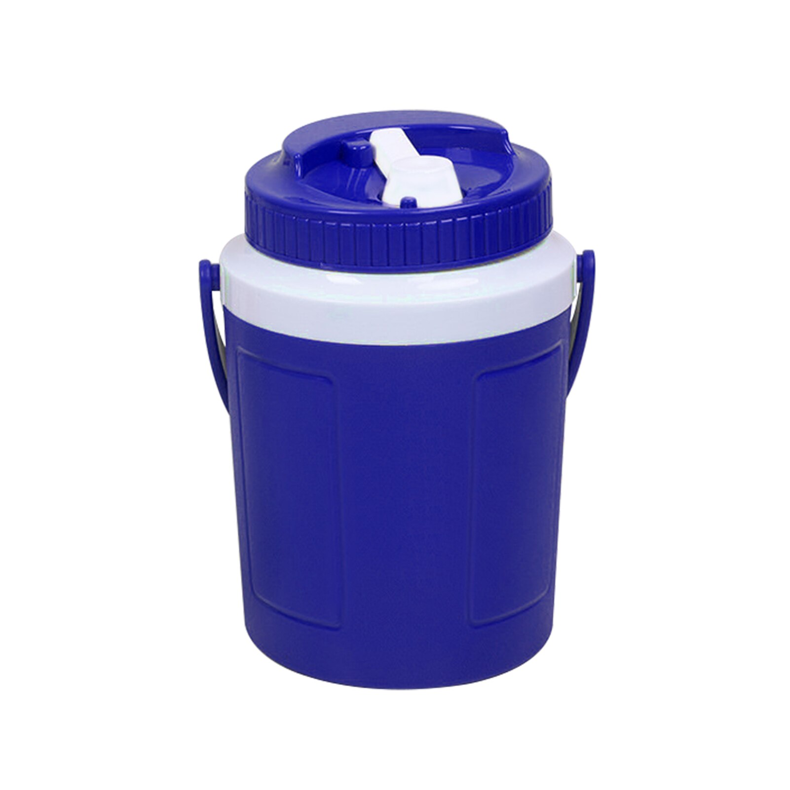 Ronda multipropósito con tapa de cerveza aislado Mango de barril de pesca de hielo cubo de hielo de calor y frío coche al aire libre contenedor de comida para Camping: Blue 3.5L