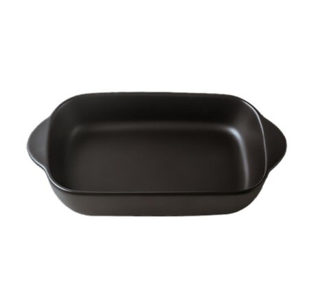 Modern Ceramic Ovenware Dual Handle Baking Dish Microwave Oven Available Baking Square Ovenware Dish Baking Bowl: BLACK