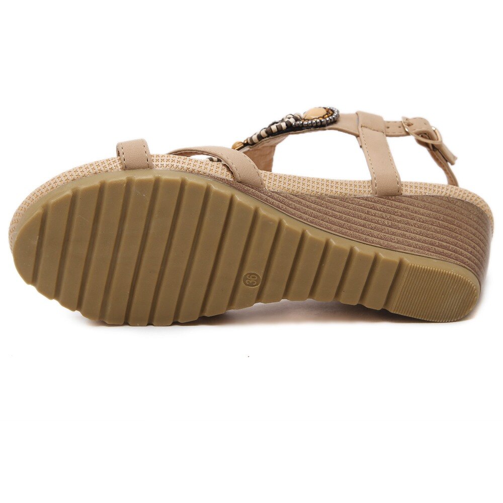 Yaerni bohemia keilsandalen für damen, sommer, Jahrgang, strass, kippen-Flops, strandschuhe