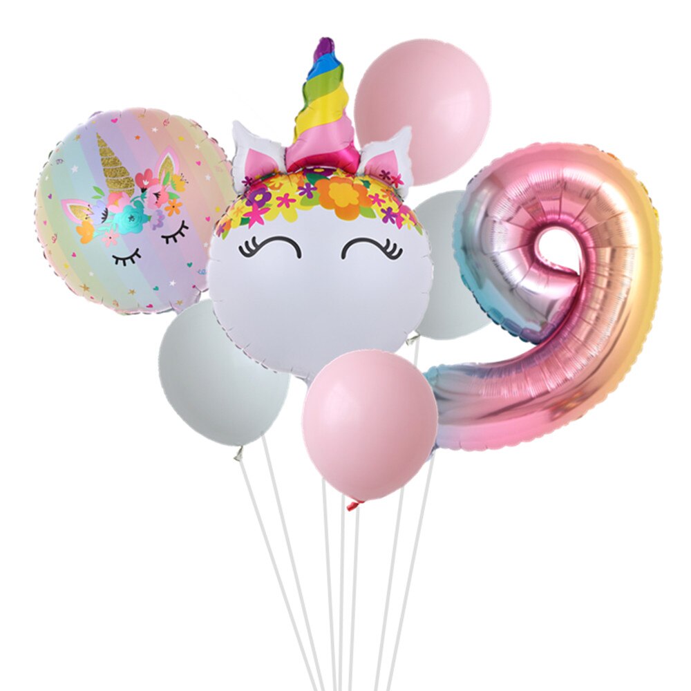 Enhjørning ballon til fødselsdagsdekorationer børn enhjørning fest tema bryllupsballoner legetøj fødselsdag dekoration nummer ballon: Enhjørning 9