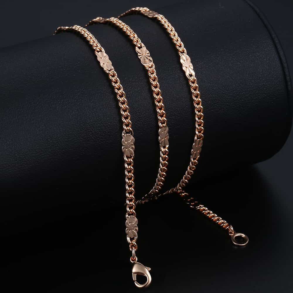 3Mm Womens Meisjes Ketting Curb Cubaanse Ketting 585 Rose Gold Filled Ketting Mode-sieraden CN12